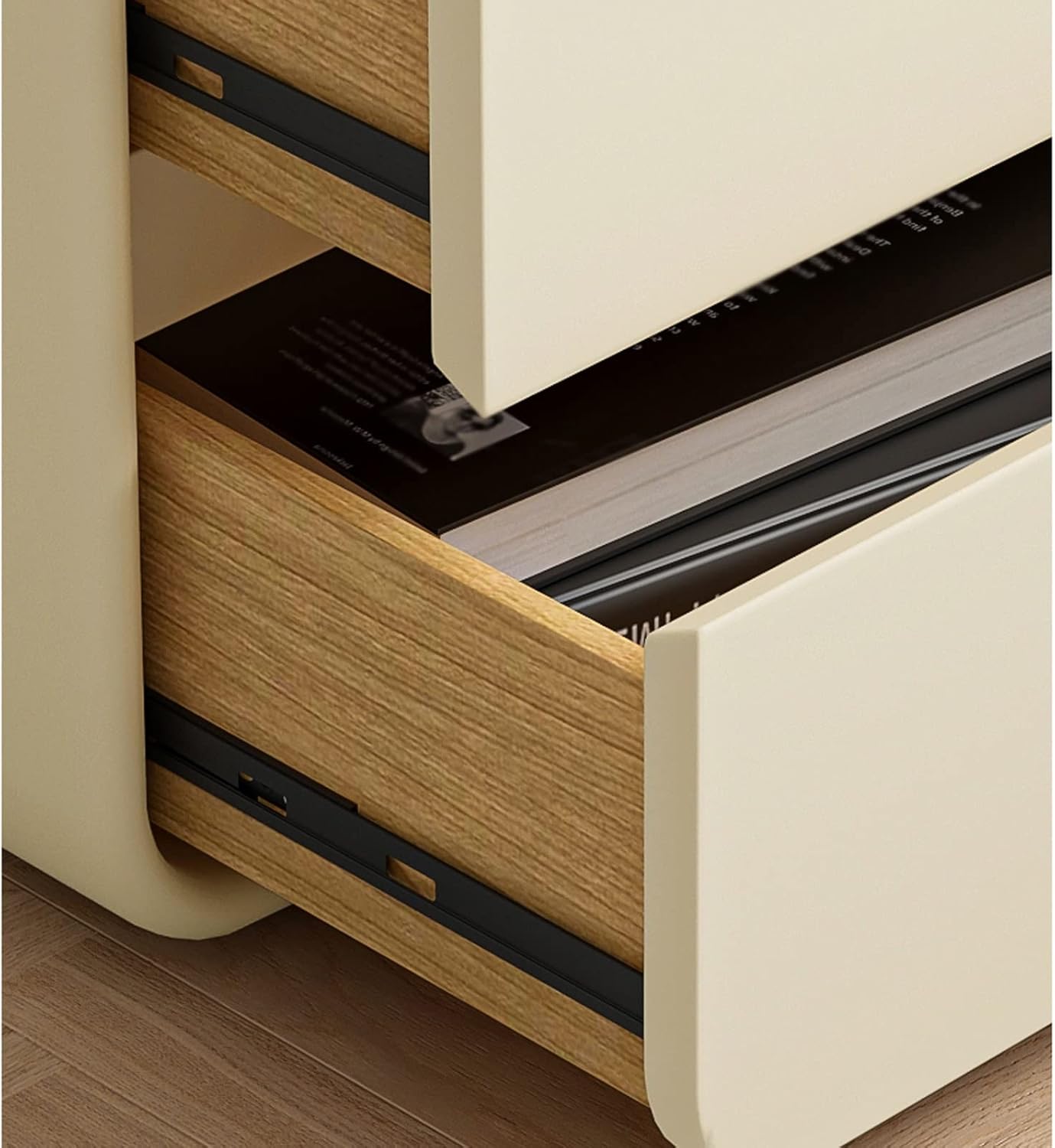 ベッドサイドテーブル 引き出し2つ付きブラウンナイトスタンド、モダン